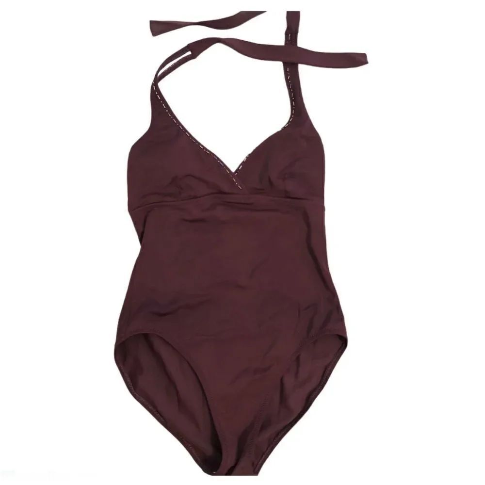 Merona Burgundy Red one piece halter swimsuit-S